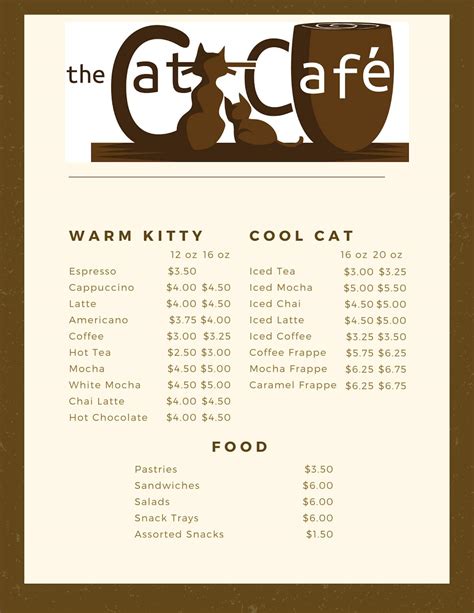 Our Menu The Cat Cafe