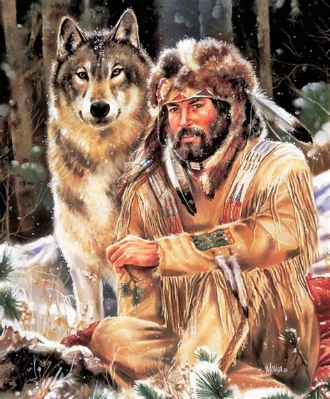 Indianer Native American Wolf Art Native American Wolf Native