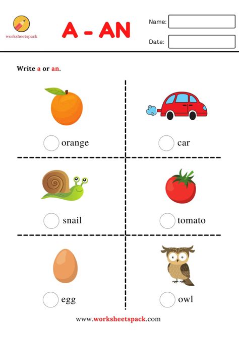 A Or An Worksheets Free Printable Worksheets Pack