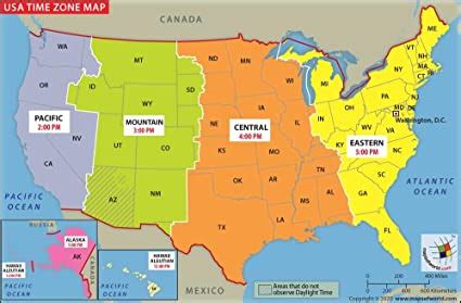 Map Of U.S. Time Zones - Map Pasco County