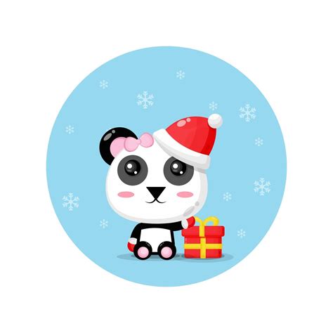 Cute Panda Wearing A Santa Claus Hat 2195909 Vector Art At Vecteezy