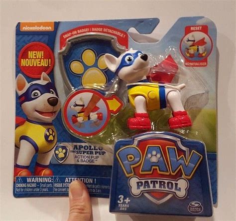 Nib Paw Patrol Apollo Super Pup Action Pack Pup And Badge In Hand Ready