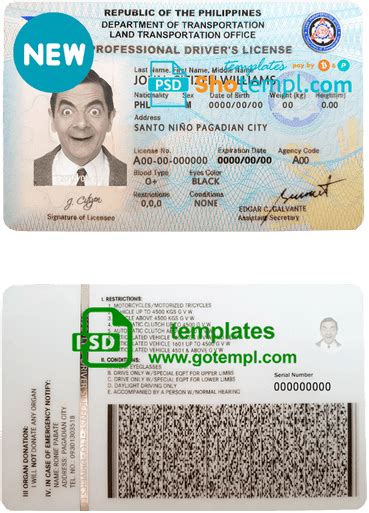 Philippines Driving License Template In Psd Format