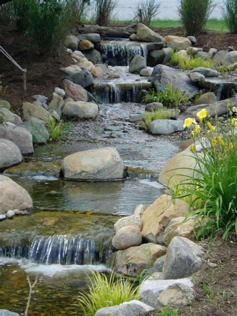 Ideas for adding a waterfall to your garden. Here's a lovely pond waterfall with four levels. | Ponds ...