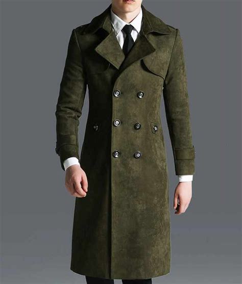 Mens Double Breasted Green Military Overcoat Jackets Creator
