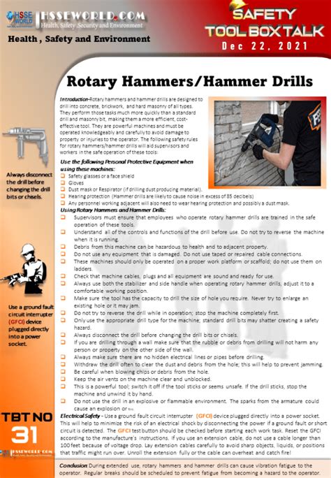 Tool Box Talk Rotary Hammers Hammer Drills Hsse World