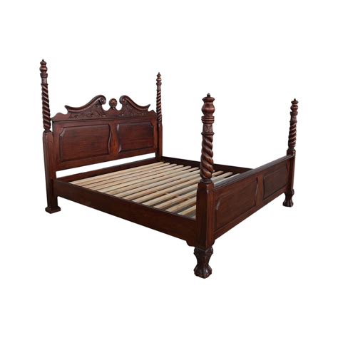 Solid Mahogany Wood Chippendale Four Poster Bed Antique Reproduction Ebay