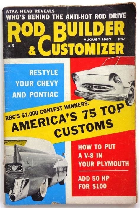 Vtg Rodding And Re Styling Magazine August 1957 Hot Rod Drag Race