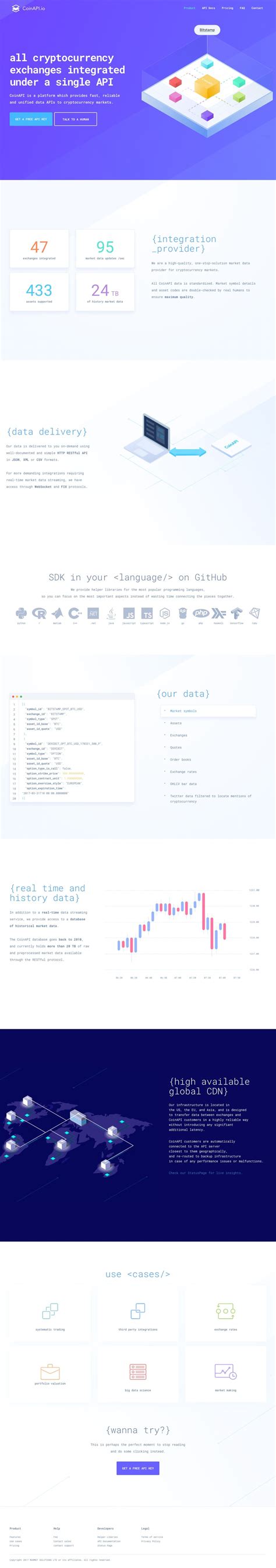 See our list of new cryptocurrencies added and tracked recently. CoinAPI landing page design inspiration | Landing page ...