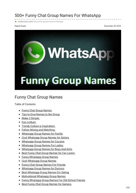 500 Funny Chat Group Names For Whats App