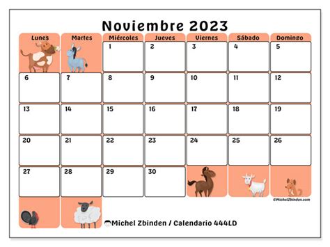 Calendario Noviembre De 2023 Para Imprimir “444ld” Michel Zbinden Es