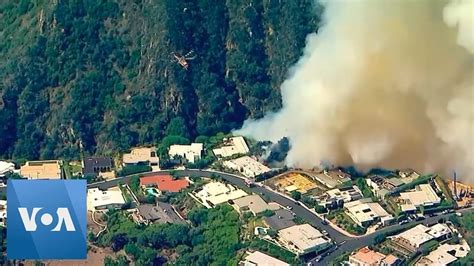 Streaming Wildfire Burns Near Hilltop Homes In Los Angeles