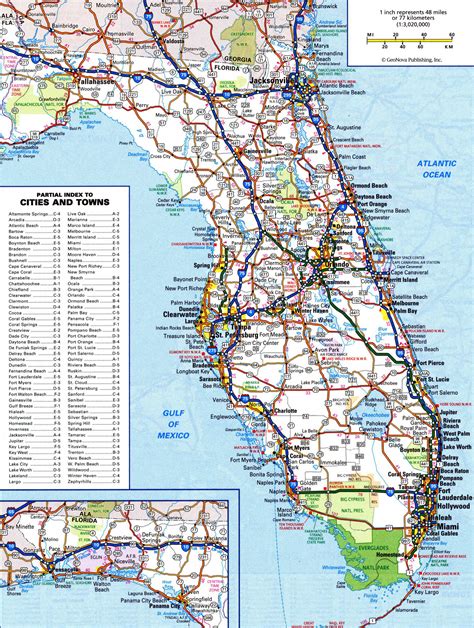 Large Detailed Roads And Highways Map Of Florida State With All Cities And National Parks