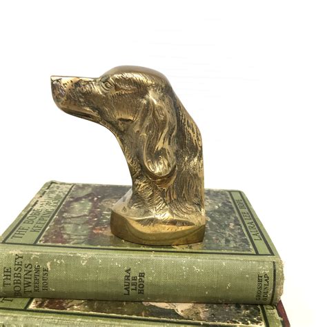 Old Dog Bookend Dog Head Bookend Gold Figurine One Brass Dog Etsy