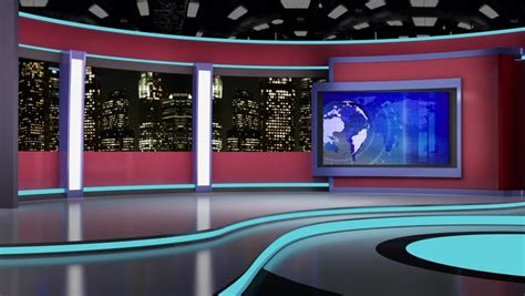 News Tv Studio Set 100 Virtual Green Screen Background Loop Stock