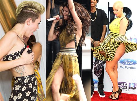 Miley Selena Amber And More Wardrobe Malfunctions E Online