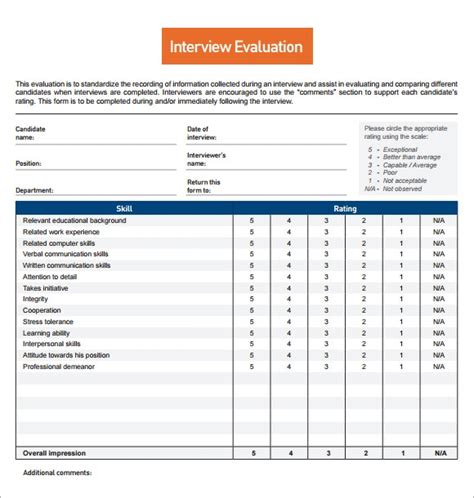 FREE 9 Interview Evaluation Forms In PDF Word