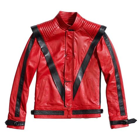 Michael Jackson Thriller Red Military Leather Jacket In Michael