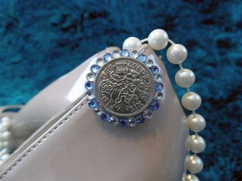 A Sixpence For Your Wedding Shoe Blue And Clear Crystal Etsy Blue Wedding Shoes Blue Crystal
