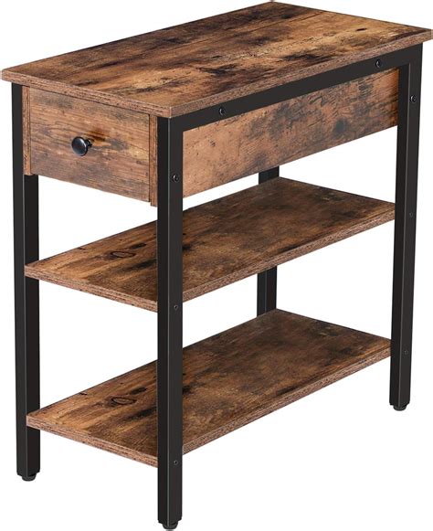 Hoobro Narrow Side Table 3 Tier End Table With Drawer And 2 Storage