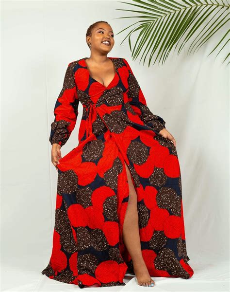 Lamu African Print Wrap Dress By Africanyuva Long Dresses Afrikrea