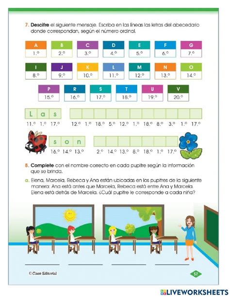 Práctica Números Ordinales Interactive Worksheet Live Worksheets