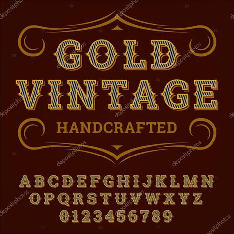 Gold Vintage Font Old Style Vintage Script Font Vector Typeface For