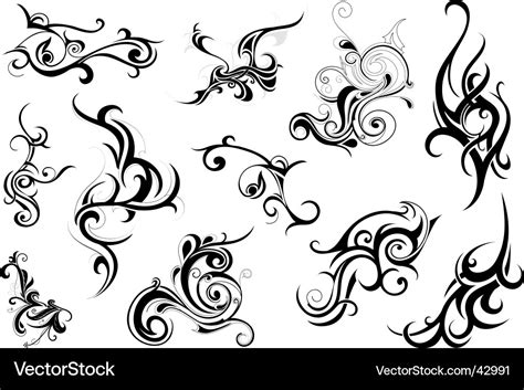 Set Of Tribal Floral Ornaments Royalty Free Vector Image