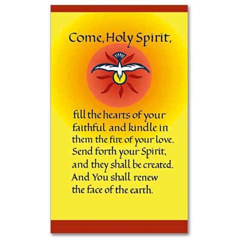 Come Holy Spirit Prayer Card