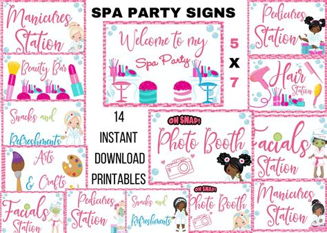 Spa Party Printables Spa Party For Girls Spa Birthday Party Activity