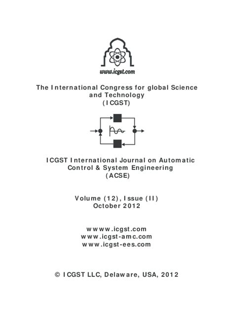 Comput control eng journal issn: (PDF) Automatic Control and System Engineering Journal ...
