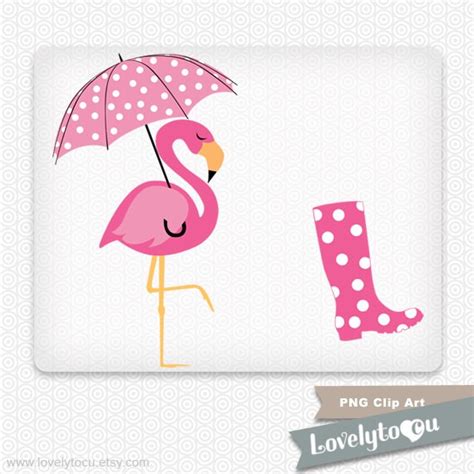 Pink Flamingo Clipart A Flamingo With Umbrella By Lovelytocu