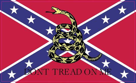 One half of flag painted traditional colors, other half painted with the gadsden flag. 5in x 3in Confederate ReBel Gadsden Dont Tread On Me South ...