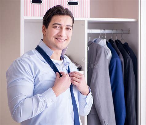 Young Man Businessman Getting Dressed For Work Stock Image Image Of