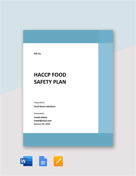 Haccp Plan Template In Word Free Download