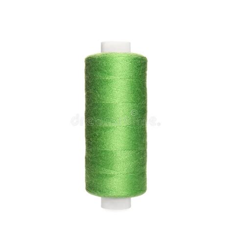 Spool Of Light Green Sewing Thread Isolated On White Stock Photo