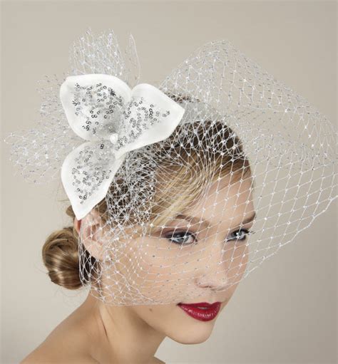 Glamourous Bridal Blusher And Headband With Rhinestone Encrusted Flower