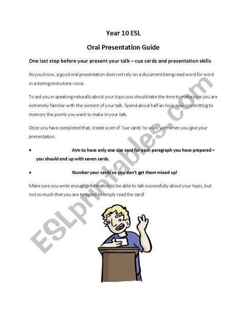 Oral Presentation Skills Esl Worksheet By Elapamor