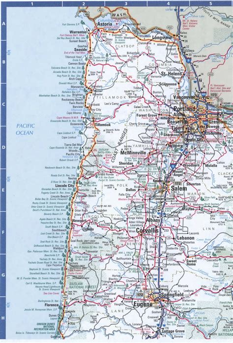 Map Of Oregon Coastfree Highway Road Map Or With Cities Towns Counties