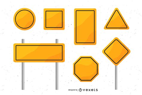 Yellow Blank Traffic Sign Pack Vector Download