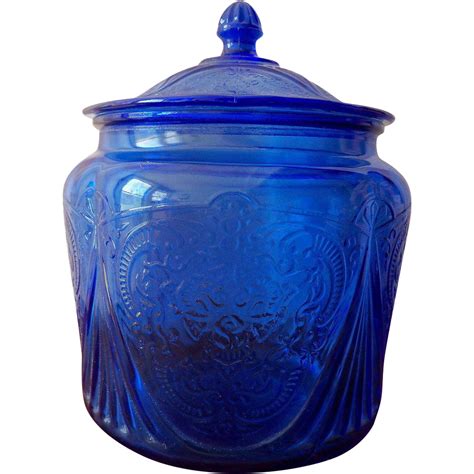 Original Cobalt Blue Royal Lace Depression Glass Cookie Jar Sold On Ruby Lane