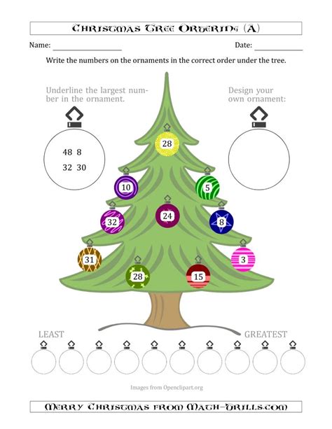 Christmas Tree Math Worksheets
