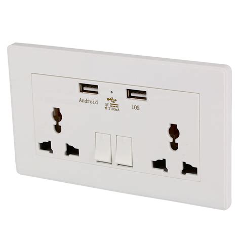 Universal Dual 2 Usb Electric Wall Power Socket Outlet Adapter Plug