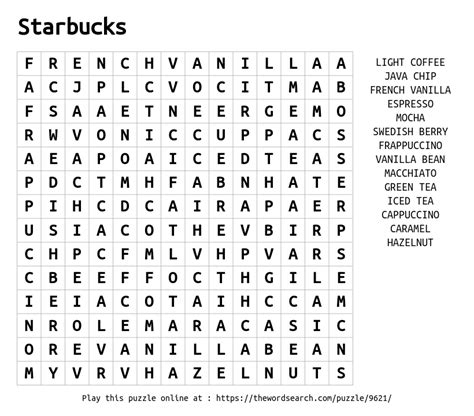 Download Word Search On Starbucks