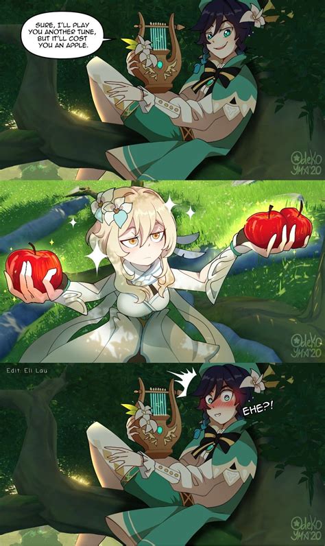 Apples • Lumine And Venti In 2021 Anime Anime Art Anime Funny
