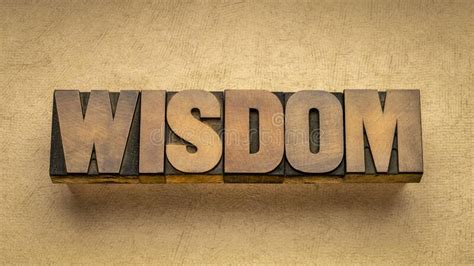 Wisdom Word Abstract In Vintage Letterpress Wood Type Stock Photo