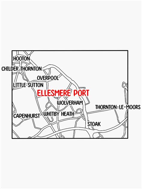 Ellesmere Port Map With Labels Red Sticker For Sale By Edajylix