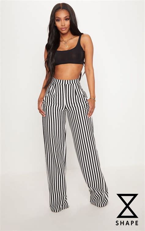 Shape Black Striped Wide Leg Trousers White Striped Pants Outfit