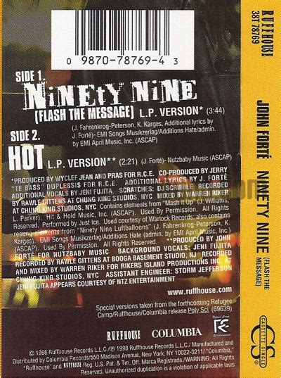 john forte ninety nine flash the message hot cassette single mint underground