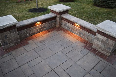 Our collection includes outdoor motion senor lights, sconces, lanterns, flood lights, and much more. Stone Paver Patio with Accent Band, Seating Walls and LED ...